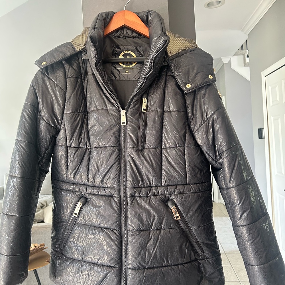 Michael Kors Metallic Black/Gold Puffer Jacket (M)